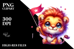baby Lion with Tiny Flag, PNG Product Image 2