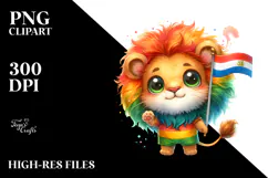 baby Lion with Tiny Flag, PNG Product Image 2