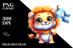 baby Lion with Tiny Flag, PNG Product Image 2