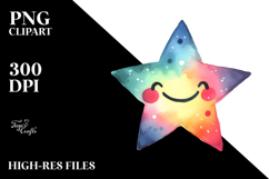 Simple Colorful Smiling Star PNG Product Image 2