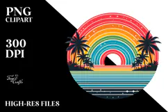 Tropical Rainbow Sunset Clipart PNG Product Image 2