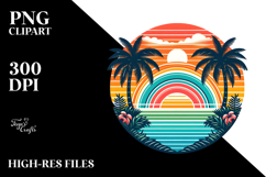 Tropical Rainbow Sunset Clipart PNG Product Image 2