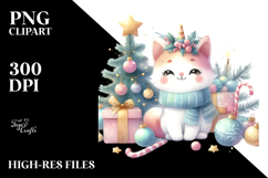 Watercolor Cat with Christmas Decorations Product Image 2