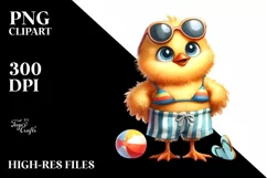 Funny Chick Beachwear Big Eyes Clipart Product Image 1