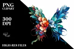 Vibrant Butterfly with Flowers PNG Product Image 1