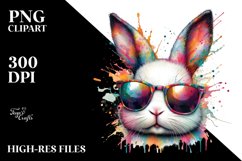 Quirky Colorful Bunny with Sunglasses | Clipart Product Image 1
