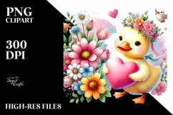 Colorful Duck Holding Heart, PNG Product Image 2