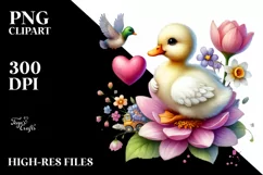 Colorful Duck Holding Heart, PNG Product Image 2