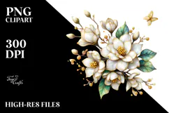 Gardenia with Golden Insertions PNG Product Image 2