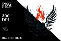 Simple Heart with Wings and Fire, Transparent PNG Product Image 2