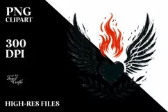 Simple Heart with Wings and Fire, Transparent PNG Product Image 2