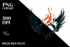 Simple Heart with Wings and Fire, Transparent PNG Product Image 2
