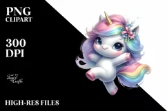 Dancing Baby Unicorn in Summer | Sublimation | Clipart Product Image 1