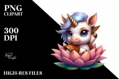 Cute Baby Unicorn in Johnu Bravo Pose Clipart Product Image 1