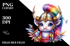 Colorful Baby Unicorn Viking Helmet PNG Product Image 2