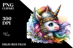 Colorful Baby Unicorn Viking Helmet PNG Product Image 2
