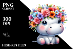 Cute Vibrant Sitting Hippo Cartoon | Sublimation Clipart Product Image 2