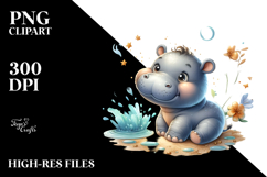 Energetic Cute Hippo PNG Product Image 2