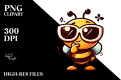 Goofy Cartoon Bee PNG Product Image 2