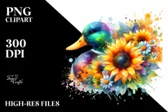 Vibrant Duck with Sunflower Body, PNG Product Image 3