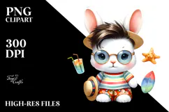 Cute Baby Rabbit with Cool Haircut PNG Product Image 2