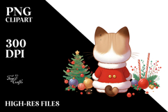 Watercolor Cat with Christmas Decorations Product Image 2