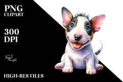 Happy Bull Terrier Baby, Watercolor PNG Product Image 2