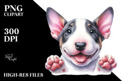 Happy Bull Terrier Baby, Watercolor PNG Product Image 2