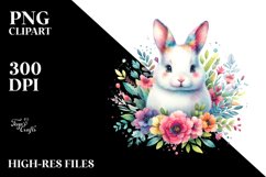 Colorful Bunny Floral Watercolor Clipart Product Image 1