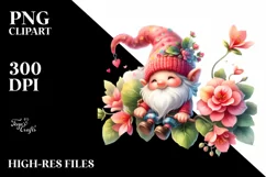 Gnome with Begonia in the Air | Clipart Product Image 3