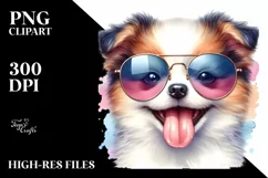 Funny Smiling Puppy with Sunglasses Clipart Product Image 3