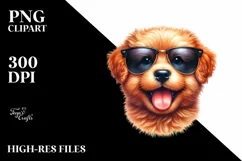 Funny Smiling Puppy with Sunglasses Clipart Product Image 1