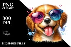 Funny Smiling Puppy with Sunglasses Clipart Product Image 1