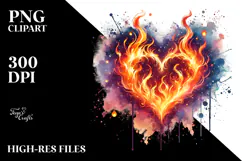 Heart made of fire PNG Product Image 2