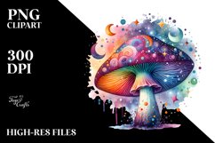 Magical Celestial Mushroom Watercolor Clipart Product Image 3