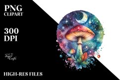 Magical Celestial Mushroom Watercolor Clipart Product Image 3