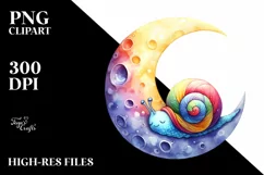 Colorful Snail Moon Watercolor Clipart Product Image 3