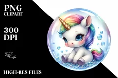 Baby Unicorn in a Bubble | Sublimation | Clipart Product Image 1