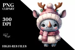 Expressive Baby Rhino, Winter PNG Product Image 1