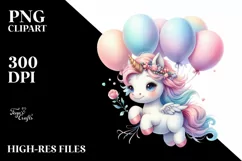 Colorful Baby Unicorn PNG Product Image 1