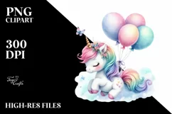 Colorful Baby Unicorn PNG Product Image 3