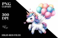 Colorful Baby Unicorn PNG Product Image 1