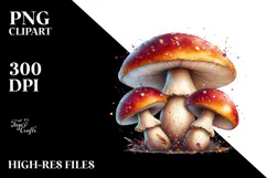 Detailed Mushroom Watercolor Splash PNG Product Image 2