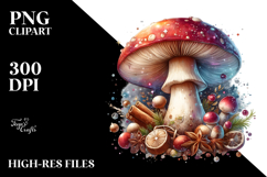 Detailed Mushroom Watercolor Splash PNG Product Image 2