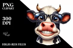 Baby Cow with es PNG Product Image 3