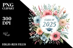 Class of 2025 Watercolor Text | Clipart Product Image 3