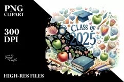 Class of 2025 Watercolor Text | Clipart Product Image 3