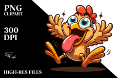 Goofy Cartoon Chicken with Tongue-Out PNG Product Image 2