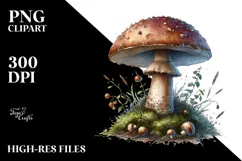 Detailed Mushroom Watercolor Splash PNG Product Image 2