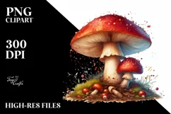 Detailed Mushroom Watercolor Splash PNG Product Image 3